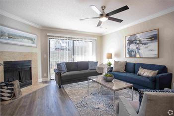 Comfortable Living Room with Fireplace at Seaside Villas Apartments, Pacifica SD Mgt, St Augustine